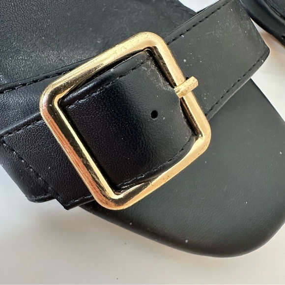 Steve Madden Black Strappy Sandals with Gold Buckle - Picture 9 of 12